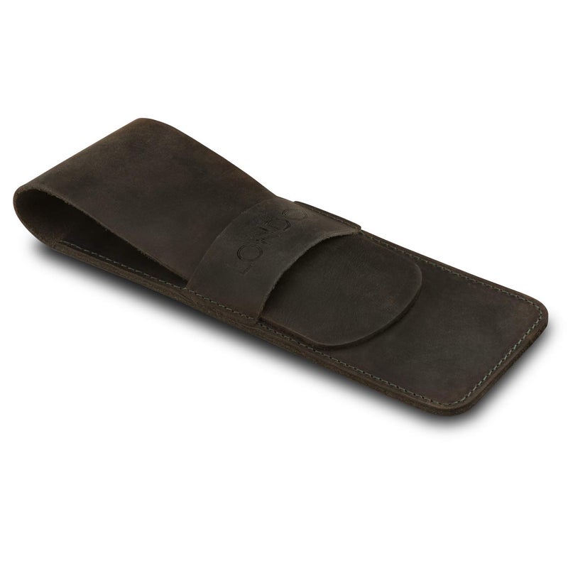 Londo Genuine Leather Pen and Pencil Case with Tuck in Flap, Stationery Bag - Image 3